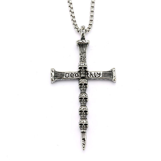 Punk Skull Cross Stainless Steel Men's Pendant Necklace