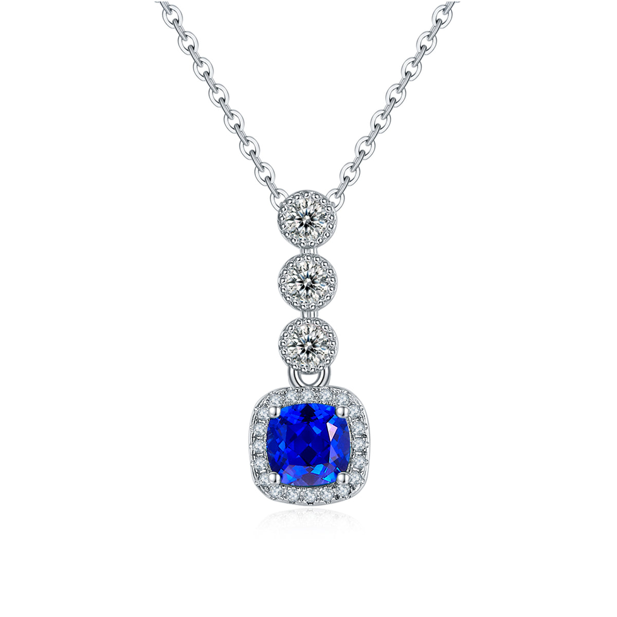 S925 Sterling Silver Lab-Grown Gemstone Retro Pendant Vintage-Inspired Necklace