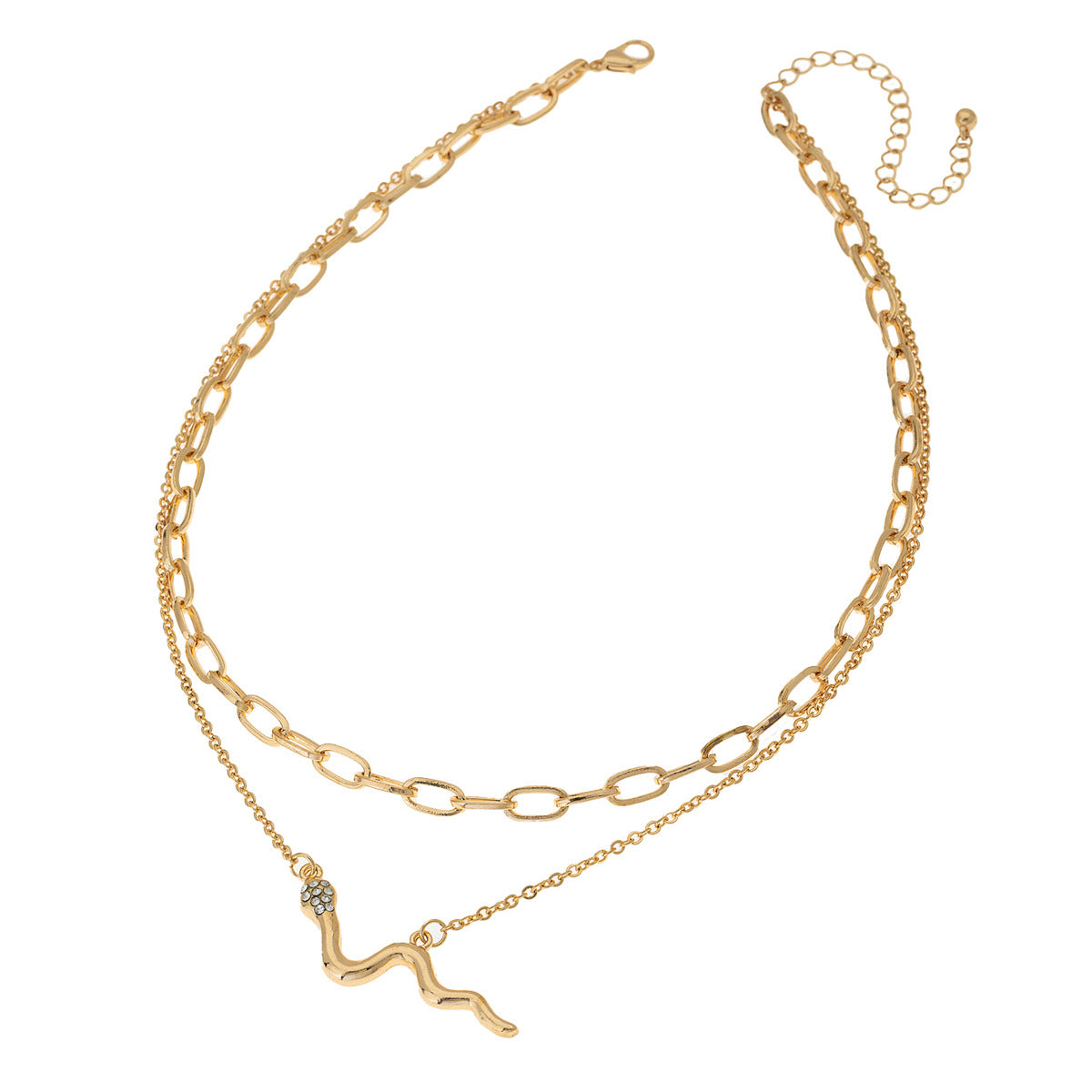 Planderful Vienna Verve Double-Layer Snake Necklace – Trendy European and American Fashion