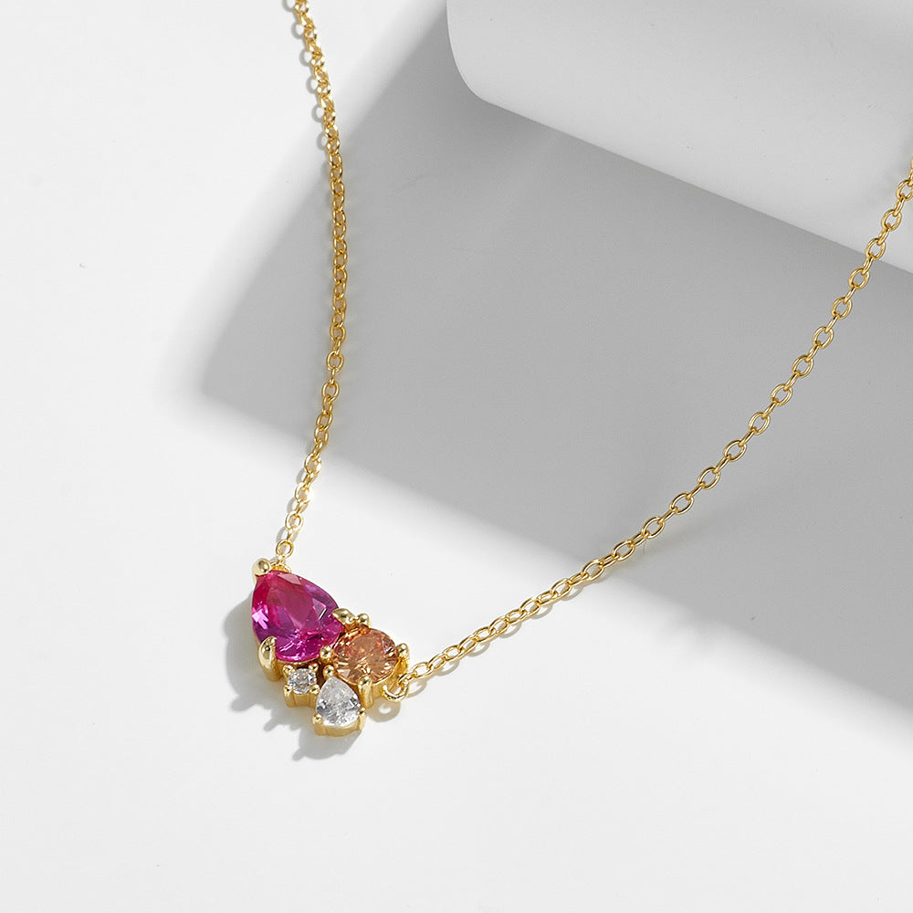S925 Sterling Silver Necklace Ruby Zircon