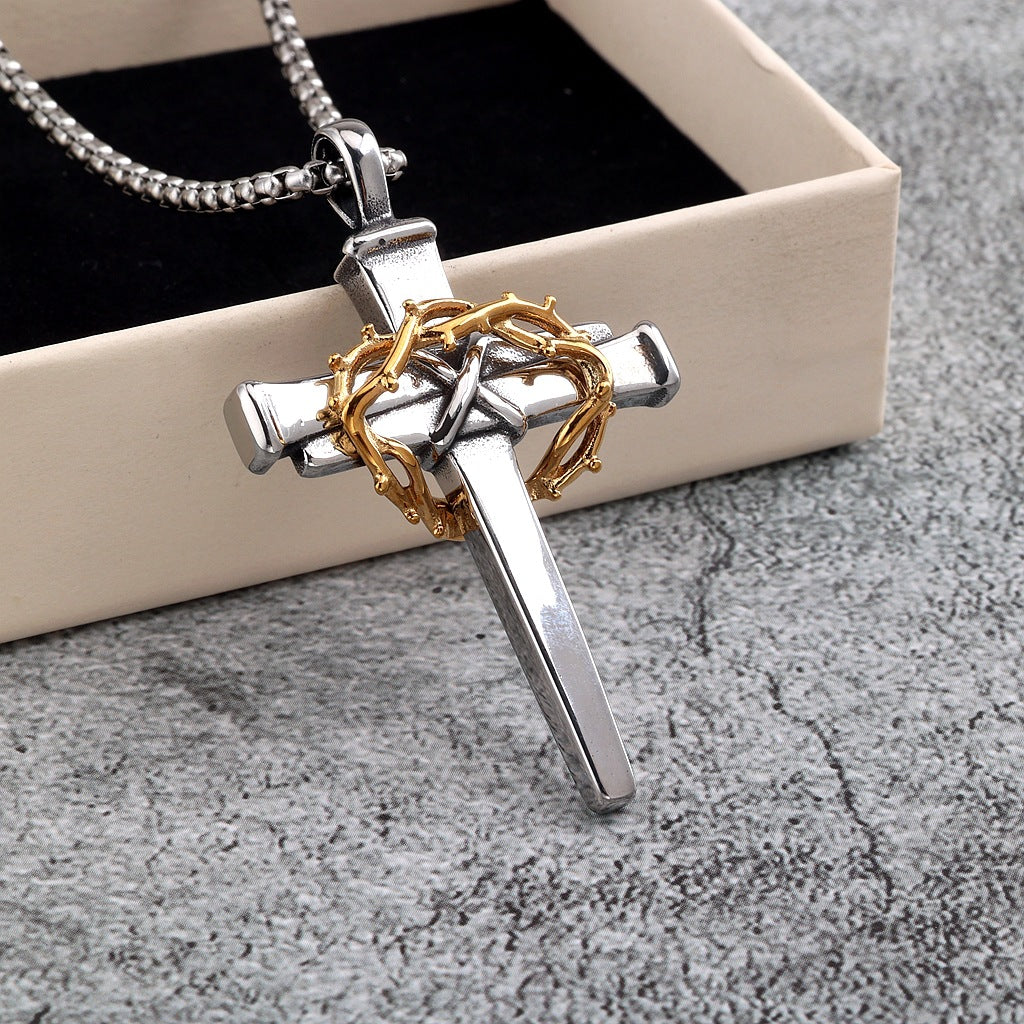Punk Cross Stainless Steel Men's Pendant Necklace