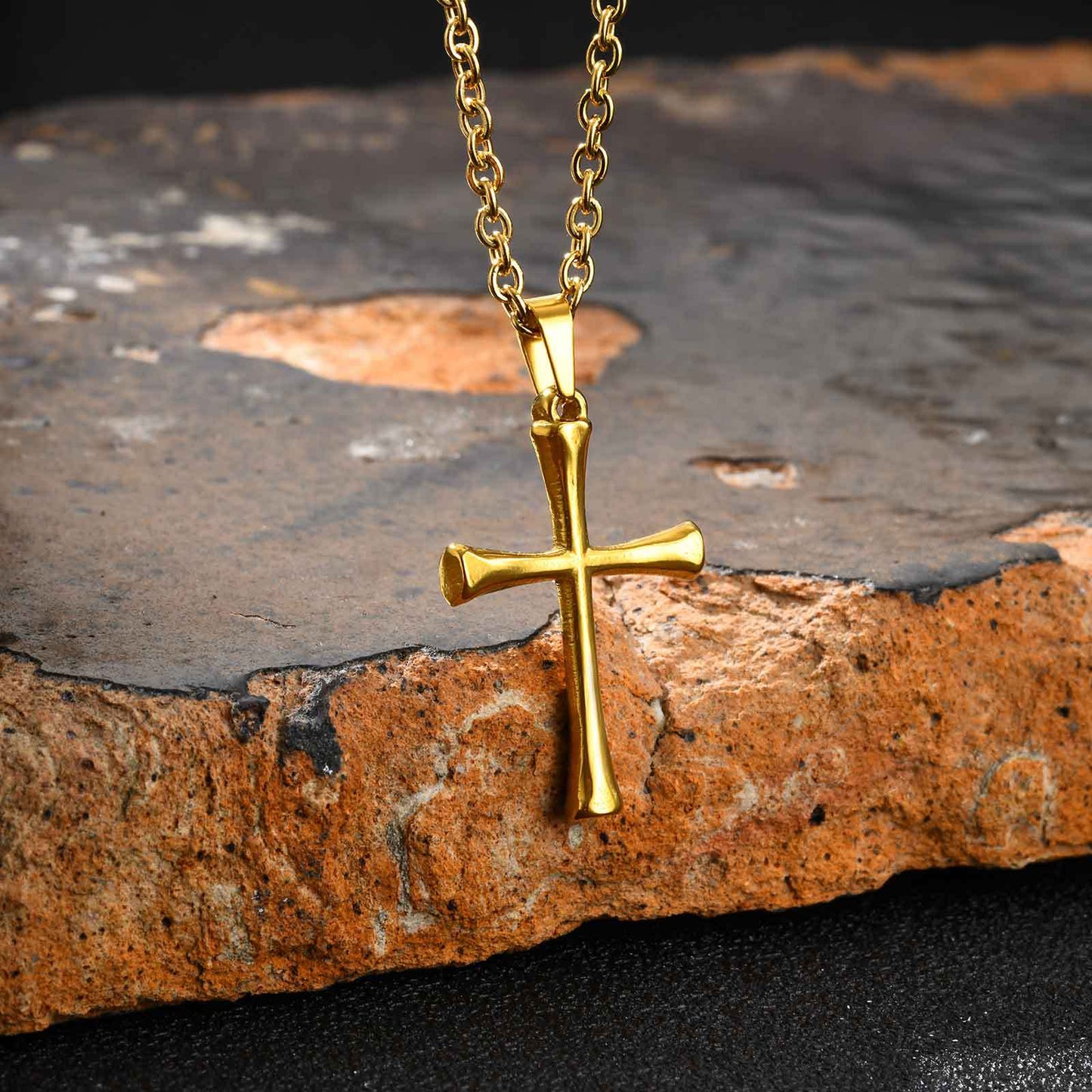 Planderful Stainless Steel Cross Pendant Twist Chain Men