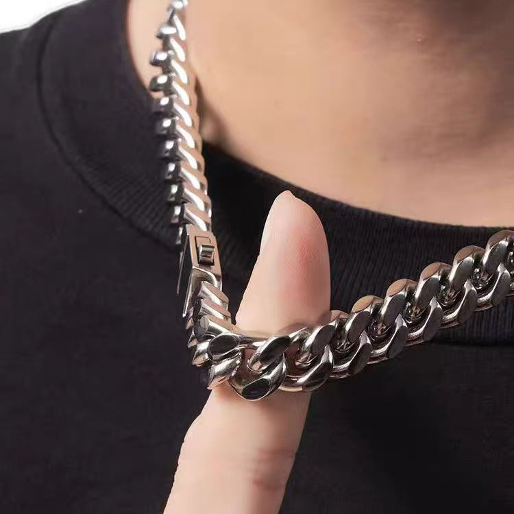 Planderful Jewelry Stainless Steel Cuban Link Necklace For Men Premium Hip Hop Style Accessory