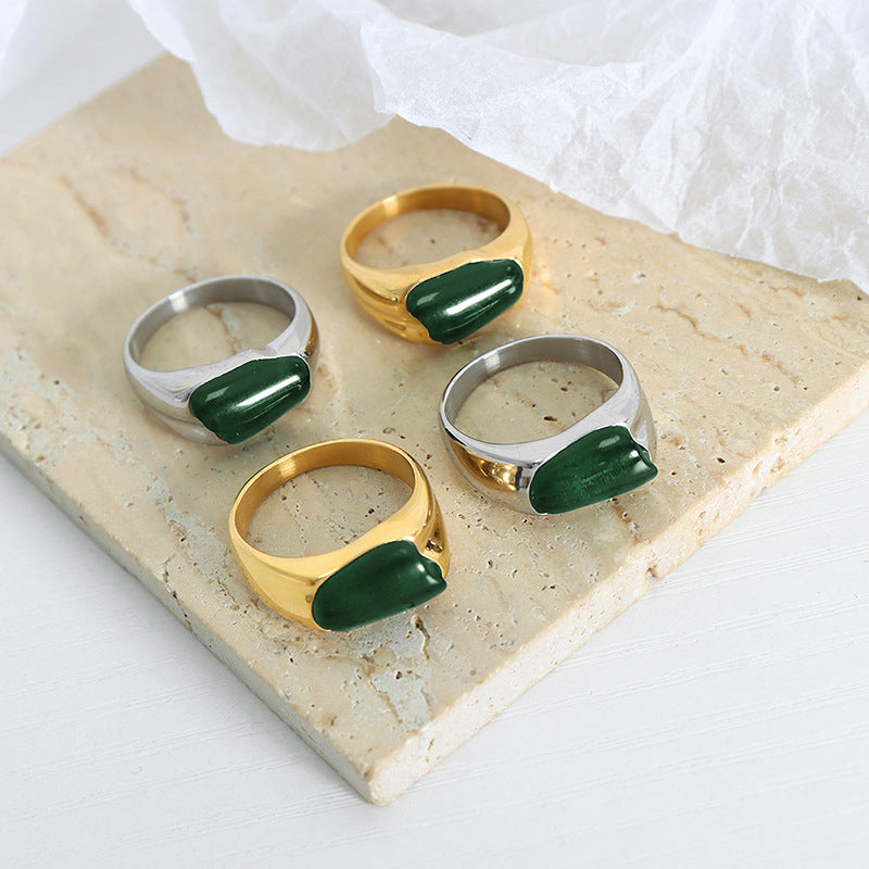 Luxurious Stainless Steel Women's Ring with Unique Irregular Design