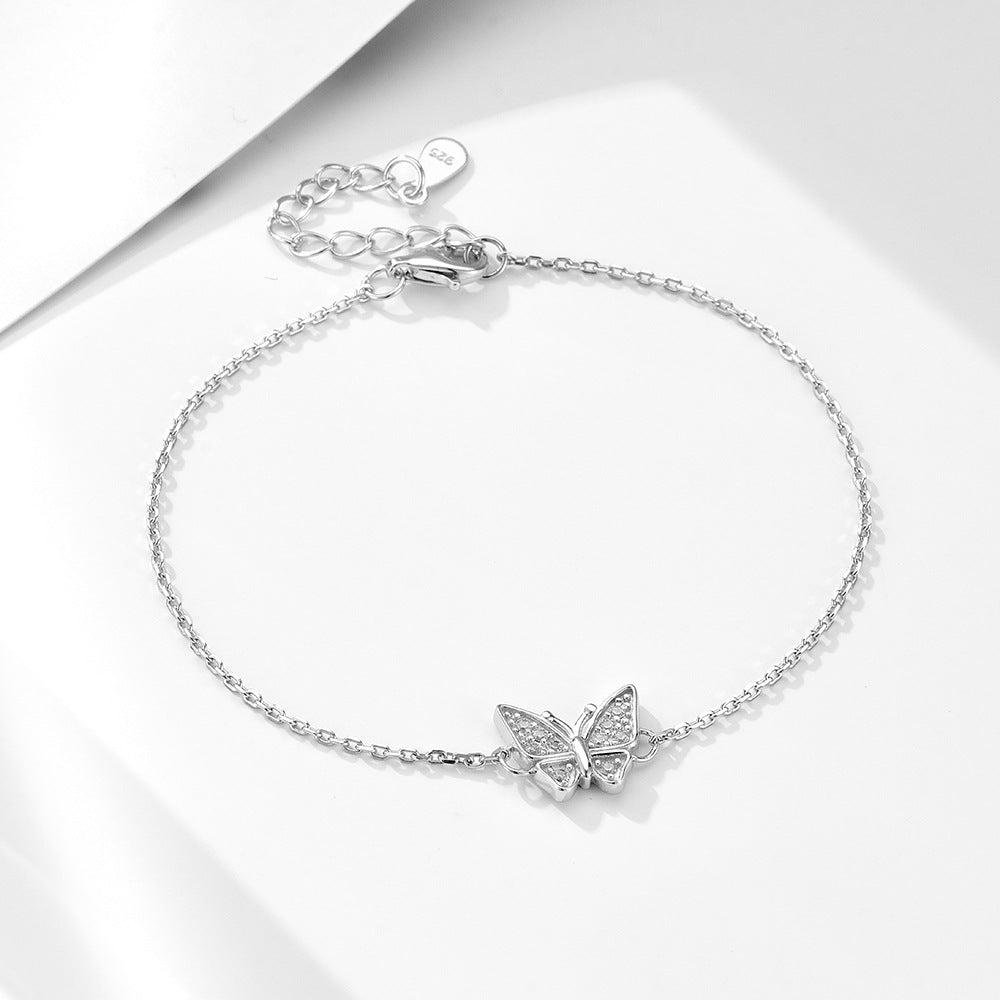 S925 Sterling Silver Zircon Butterfly Bracelet Inlaid Zircon