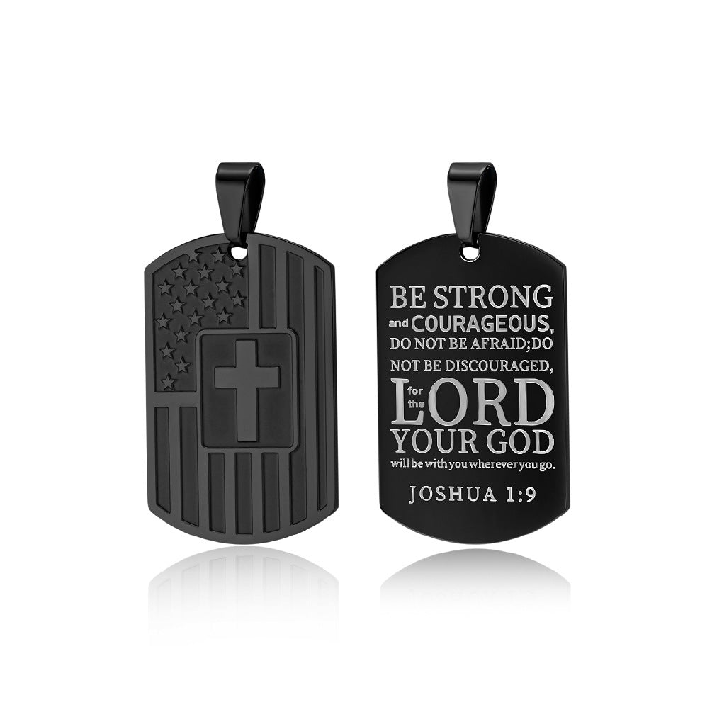 American Flag Cross Necklace - Elegant Military Pendant for Men