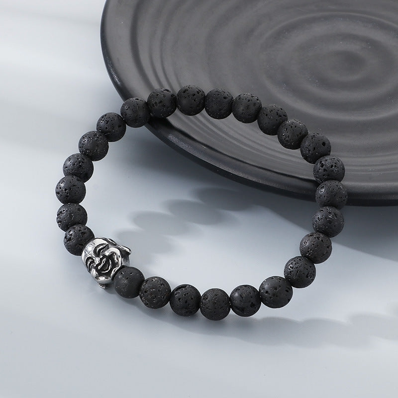 Planderful Volcanic Stone Beaded Bracelet For Men Buddha