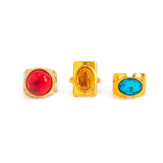 Planderful Vienna Verve Personalized Geometric Ring With Opening Colorful Faceted Zircon For Fashion Forward Women