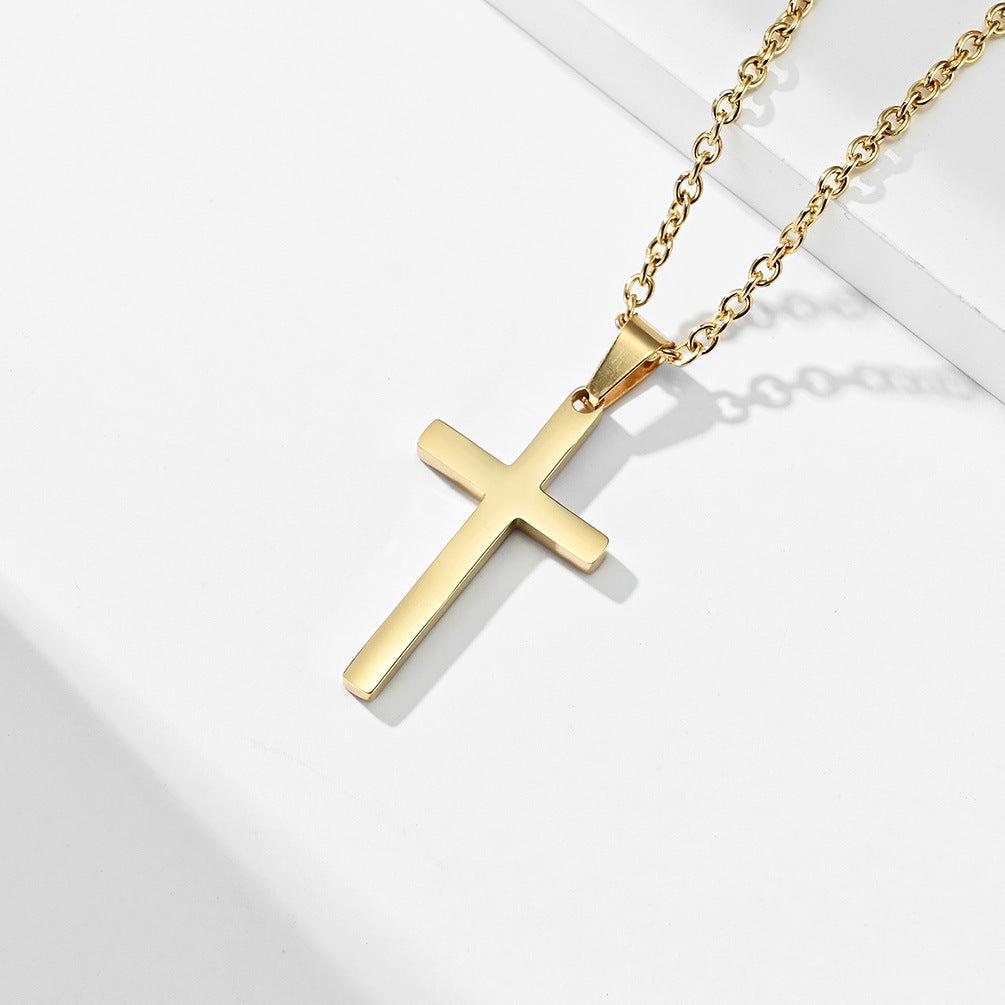 Planderful Collection Stainless Steel Cross Pendant Unisex Minimalist For Him And Her Everyday Genie