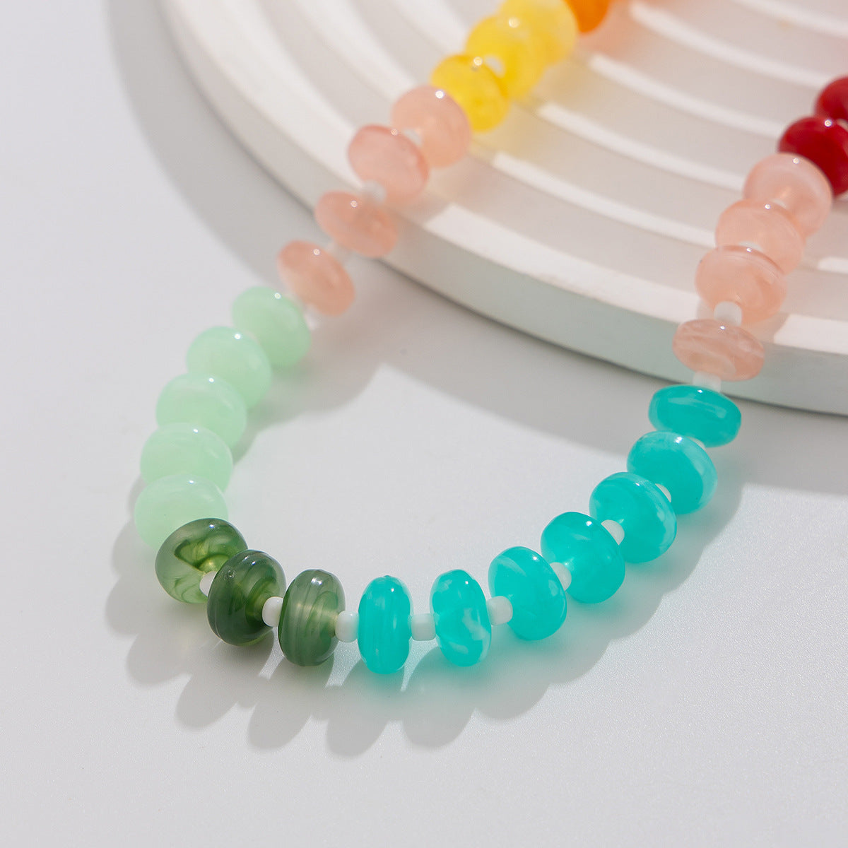 Rainbow Acrylic Beaded Necklace Collection