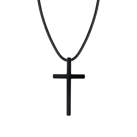 Cross Black Stainless Steel Necklace for Men
