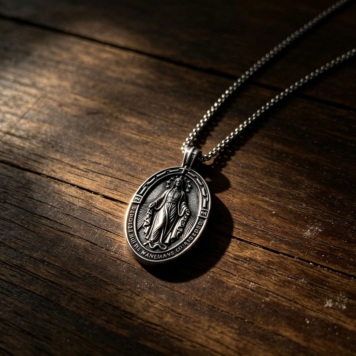 No Fading – Style Relief Portrait Cross Double-Sided Relief Titanium Steel Pendant Necklace