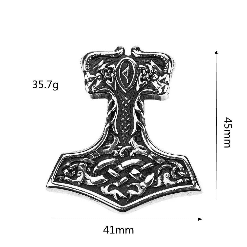 Planderful Shop Thors Hammer Pendant Titanium Steel Necklace For Men Punk Rock Viking Jewelry