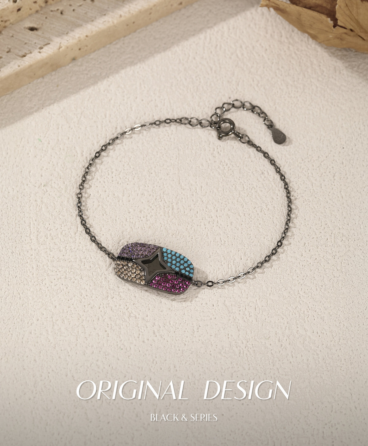 925 Sterling Silver Black Star Bracelet