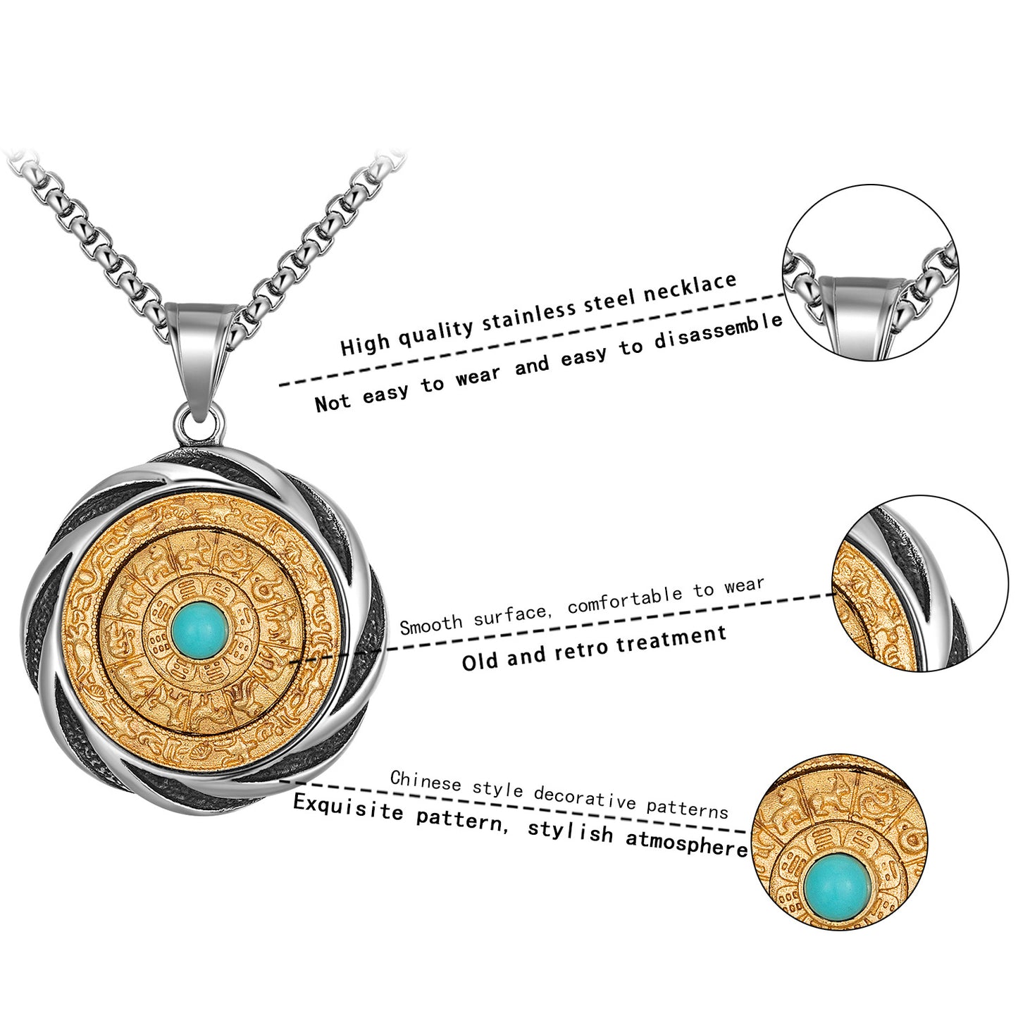 Titanium Steel Necklace - Vintage Zodiac Amulet For Couples