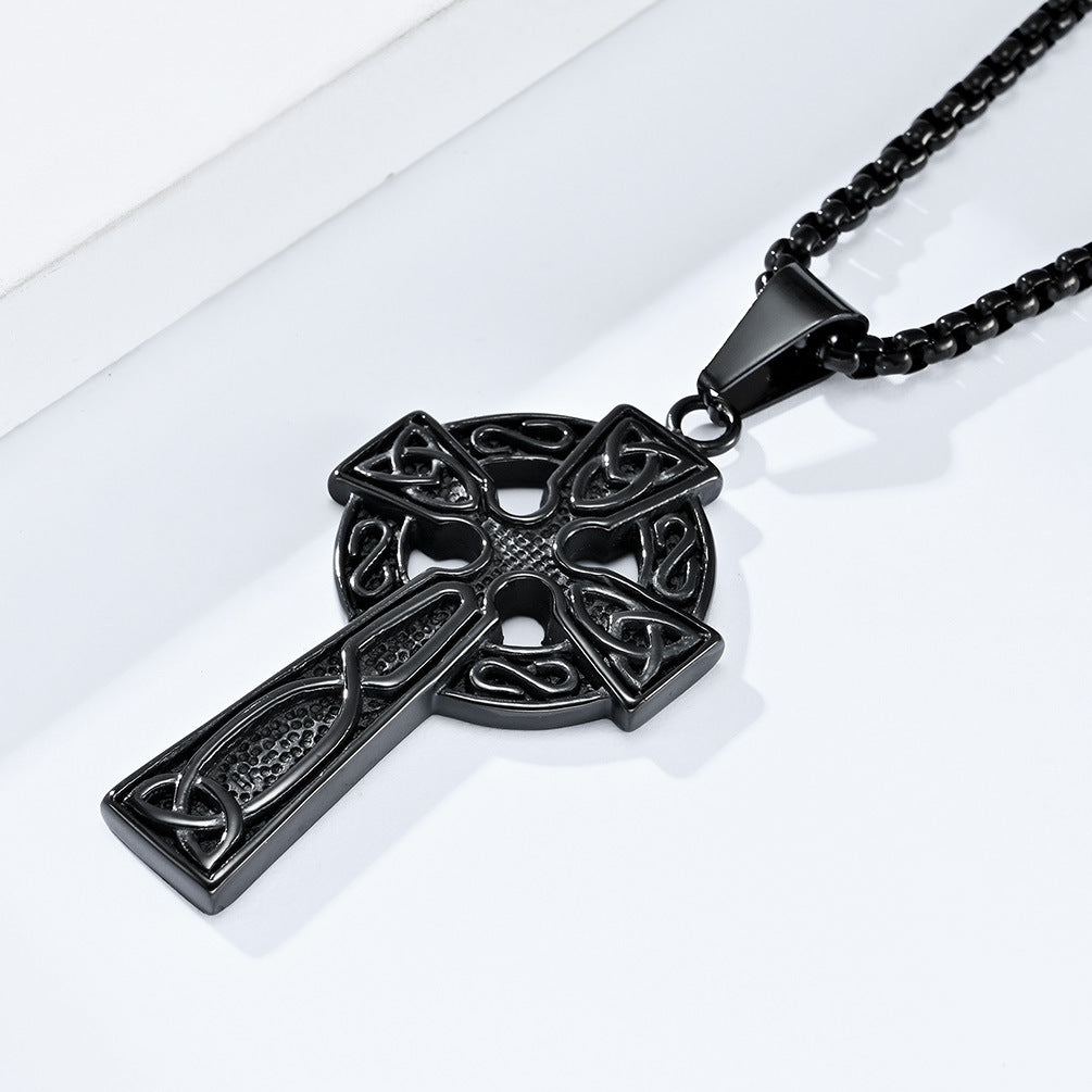Planderful Stainless Steel Celtic Cross Necklace With Eternal Knot Symbol For Nordic Jewelry Lovers