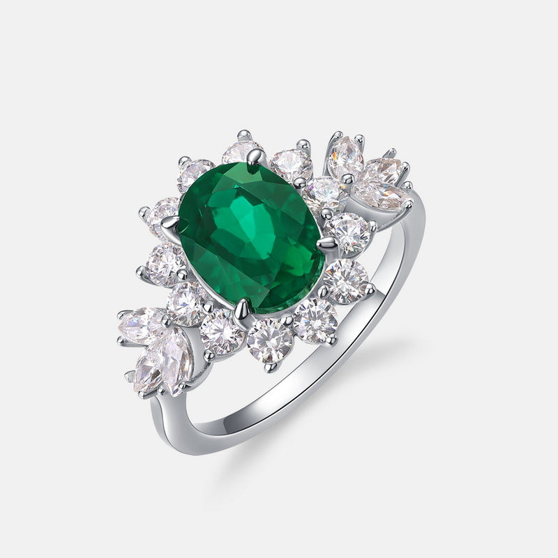 Planderful Classic Lab-Grown Emerald Sterling Silver Ring – Style 3