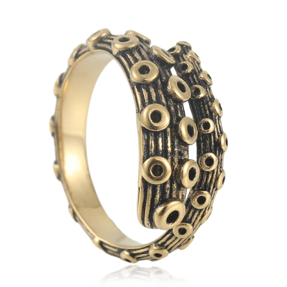 Titanium Steel Octopus Tentacle Ring for Men - Retro Trendy Design in Stainless Steel
