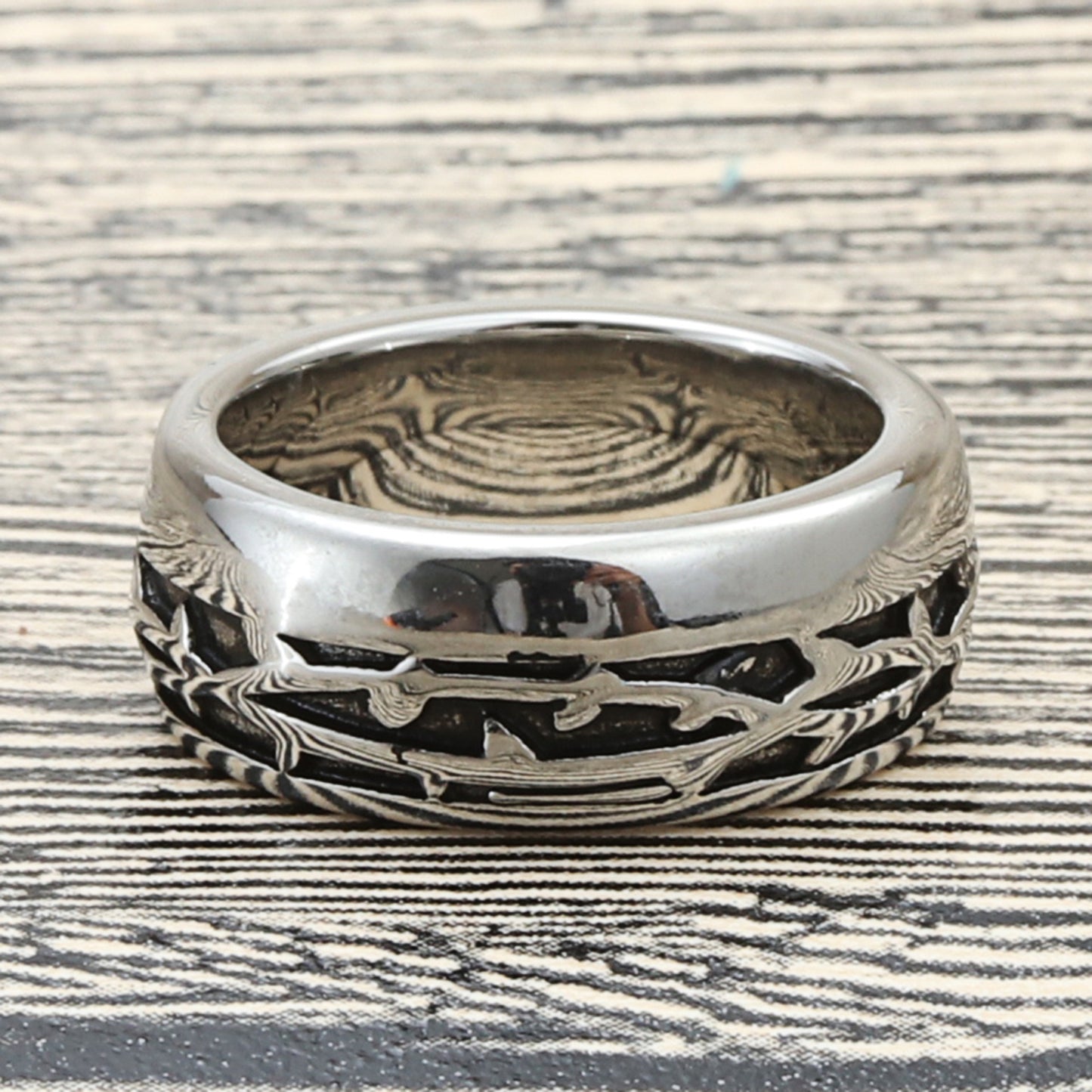 Retro Titanium Steel Branch Totem Ring for Men - Punk Trendy Design in European and American Style