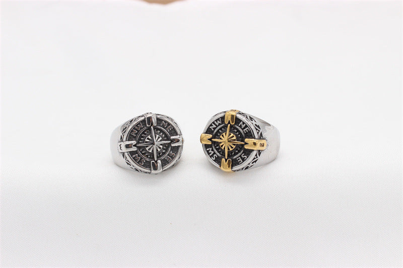 Planderful Compass Ring Titanium Steel for Men Unisex Durable Sailing Style Everyday Genie Collection