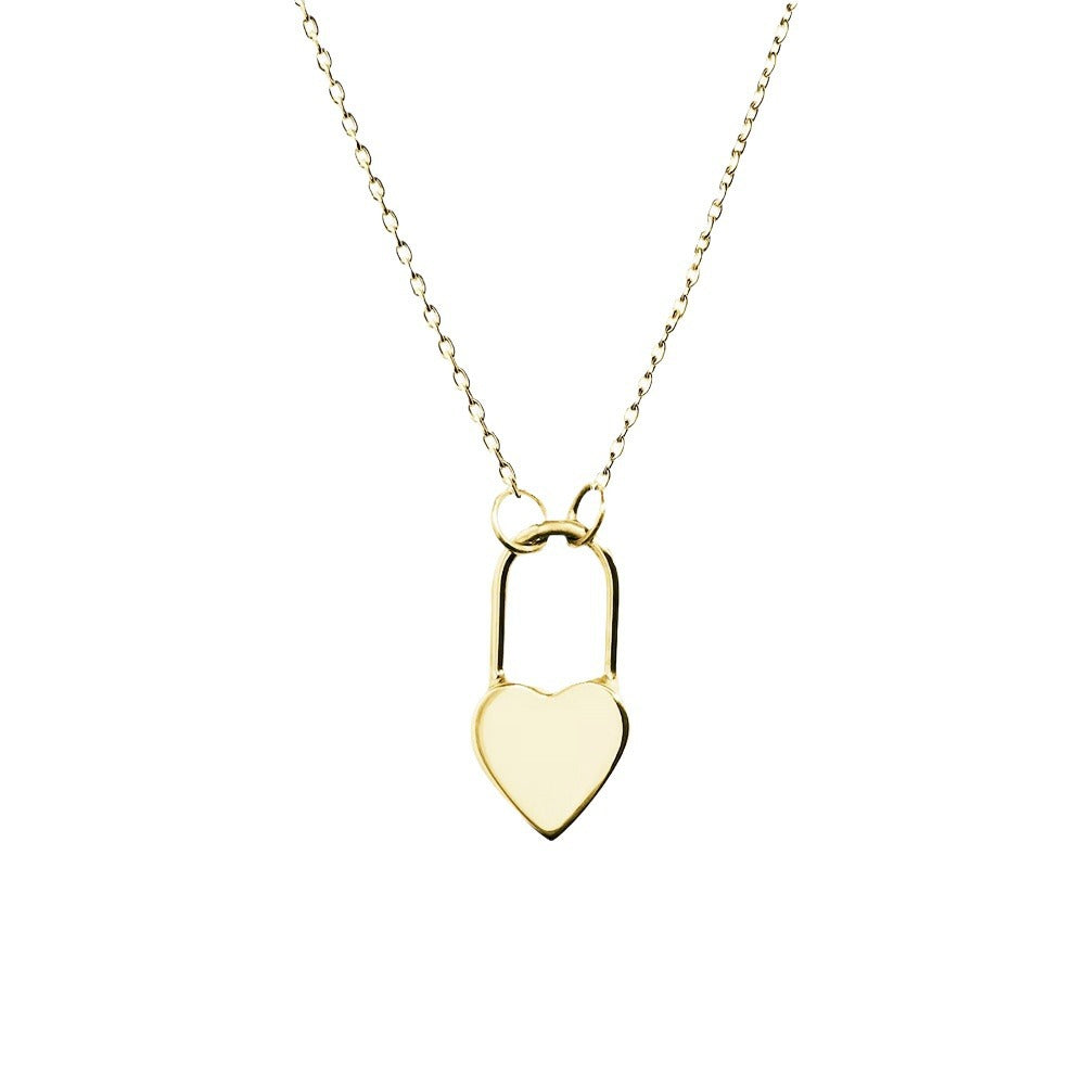 S925 Sterling Silver Minimalist Geometric Love Lock Necklace Small Fresh And Sweet