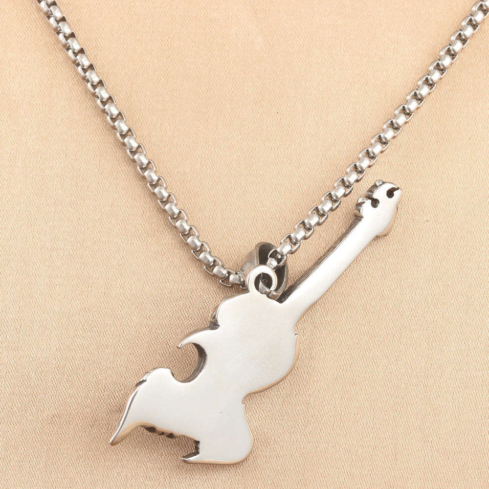 European And American Stainless Steel Rock Skull Pendant Necklace