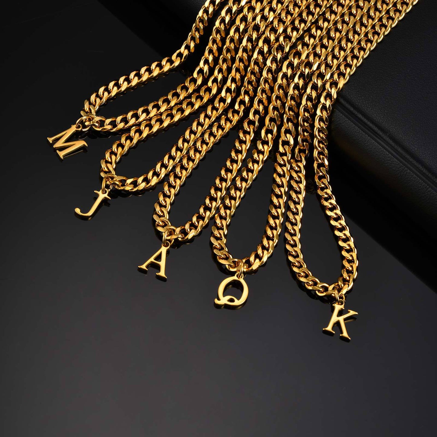 Planderful Mens Stainless Steel Letter Necklace Gold For Men