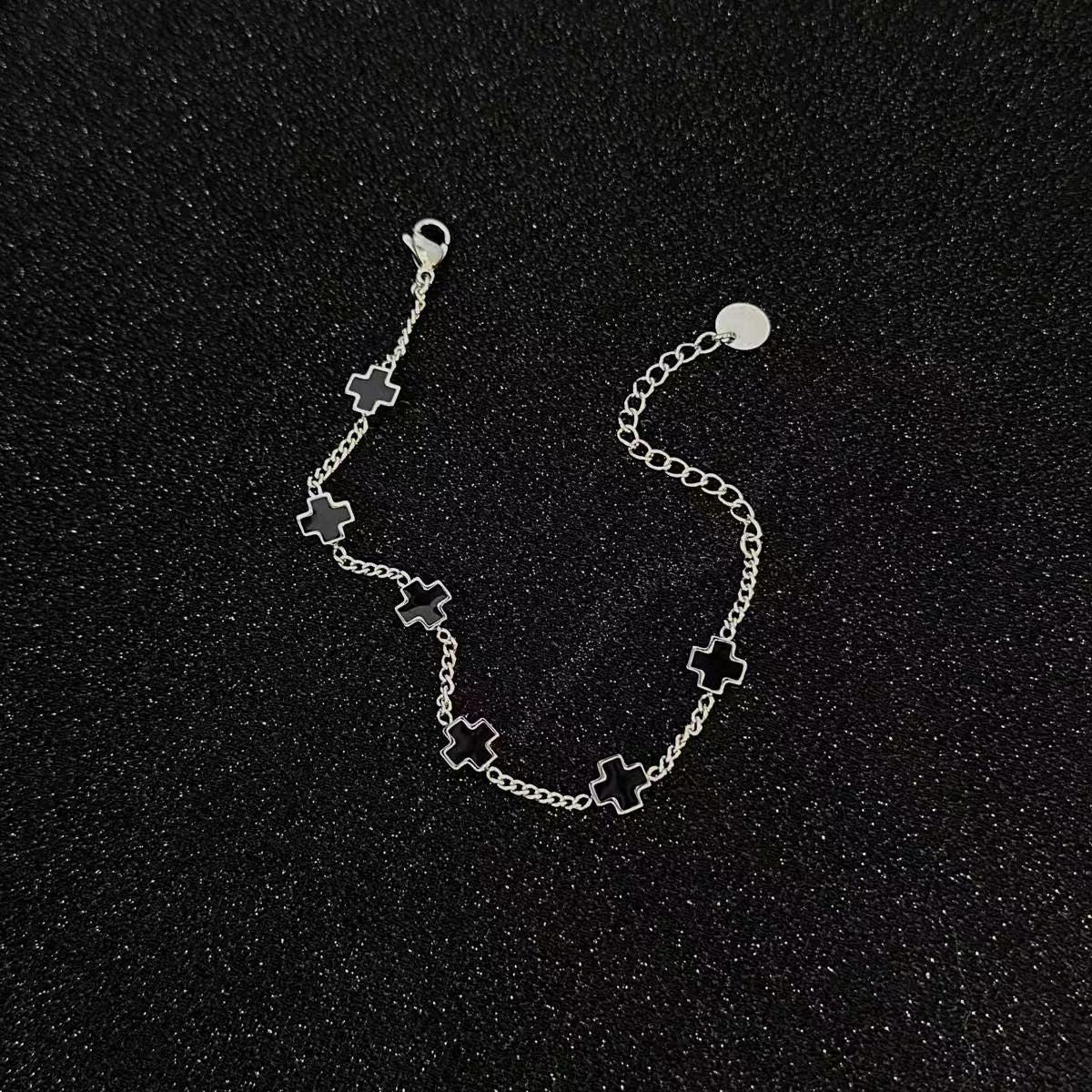 Planderful Jewelry Cross Bracelet In Steel Black And White Splice For Women And Men High End Fashion