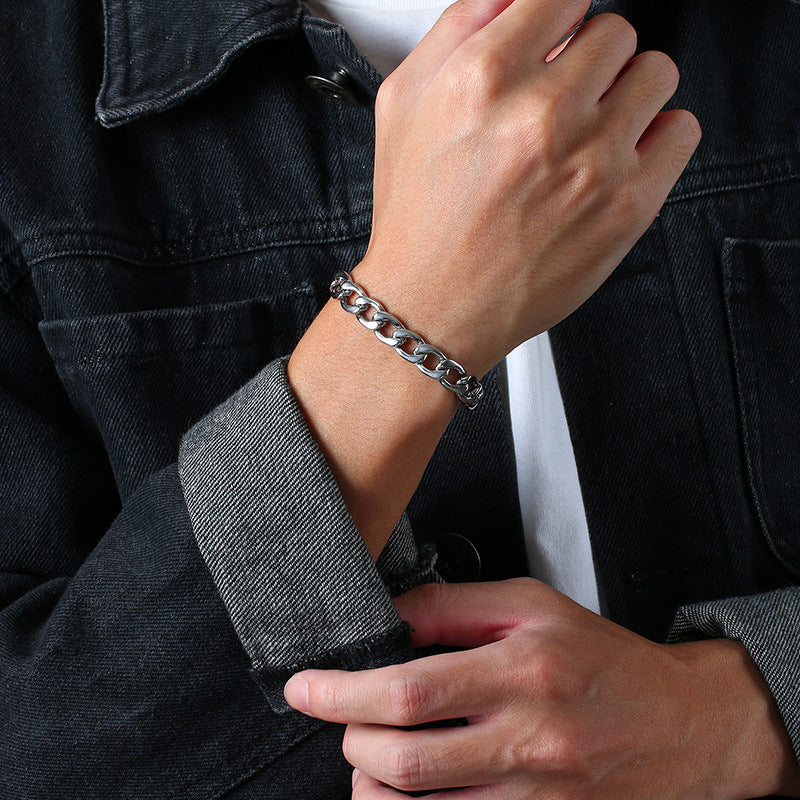 Various Sizes Stainless Steel NK Chain Bracelet Black Steel Men's Simple Chain Jewelry Wholesale for Men