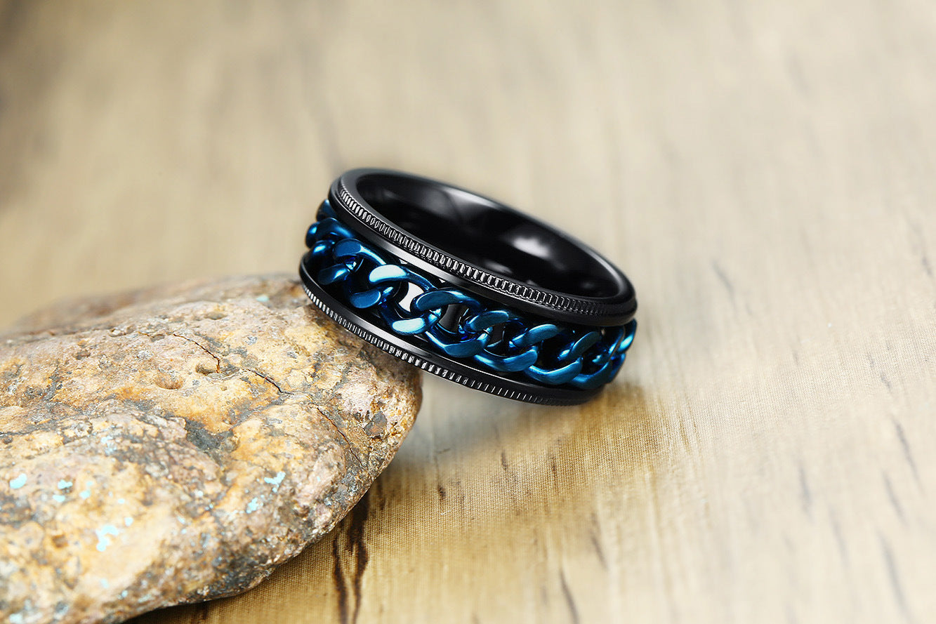 Titanium Steel Open Bottle Ring Rotating Ring for Men