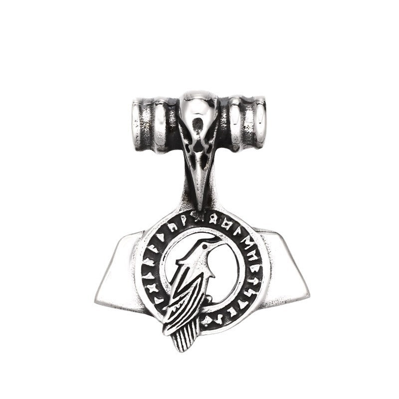 Norse Crow Pendant in Titanium Steel - Personalized Men's Accessory