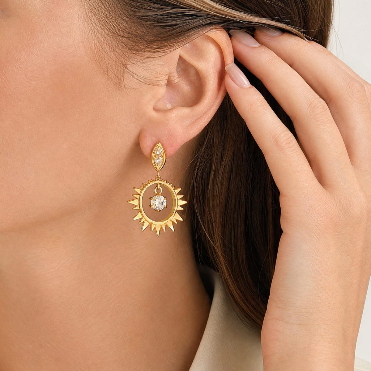 Stainless Steel Zircon Earrings