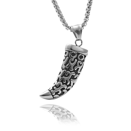 Personalized Titanium Steel Tiger Fangs Pendant Necklace for Men - Retro Punk Style