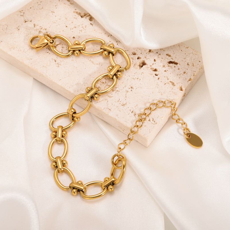 Planderful Jewelry Gold Splicing Chain Bracelet Stainless Steel For Couples Everyday Luxury