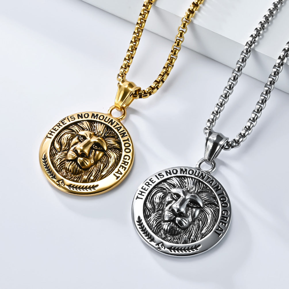Planderful Lion Head Necklace for Men, Versatile Streetwear Pendant with Hip Hop Retro Style