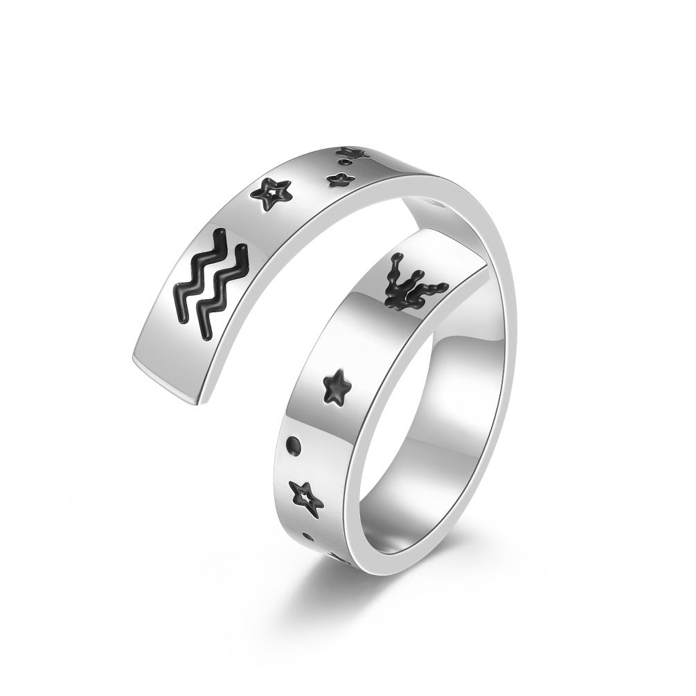 Neutral Cold Wind Twelve Constellations Adjustable Ring