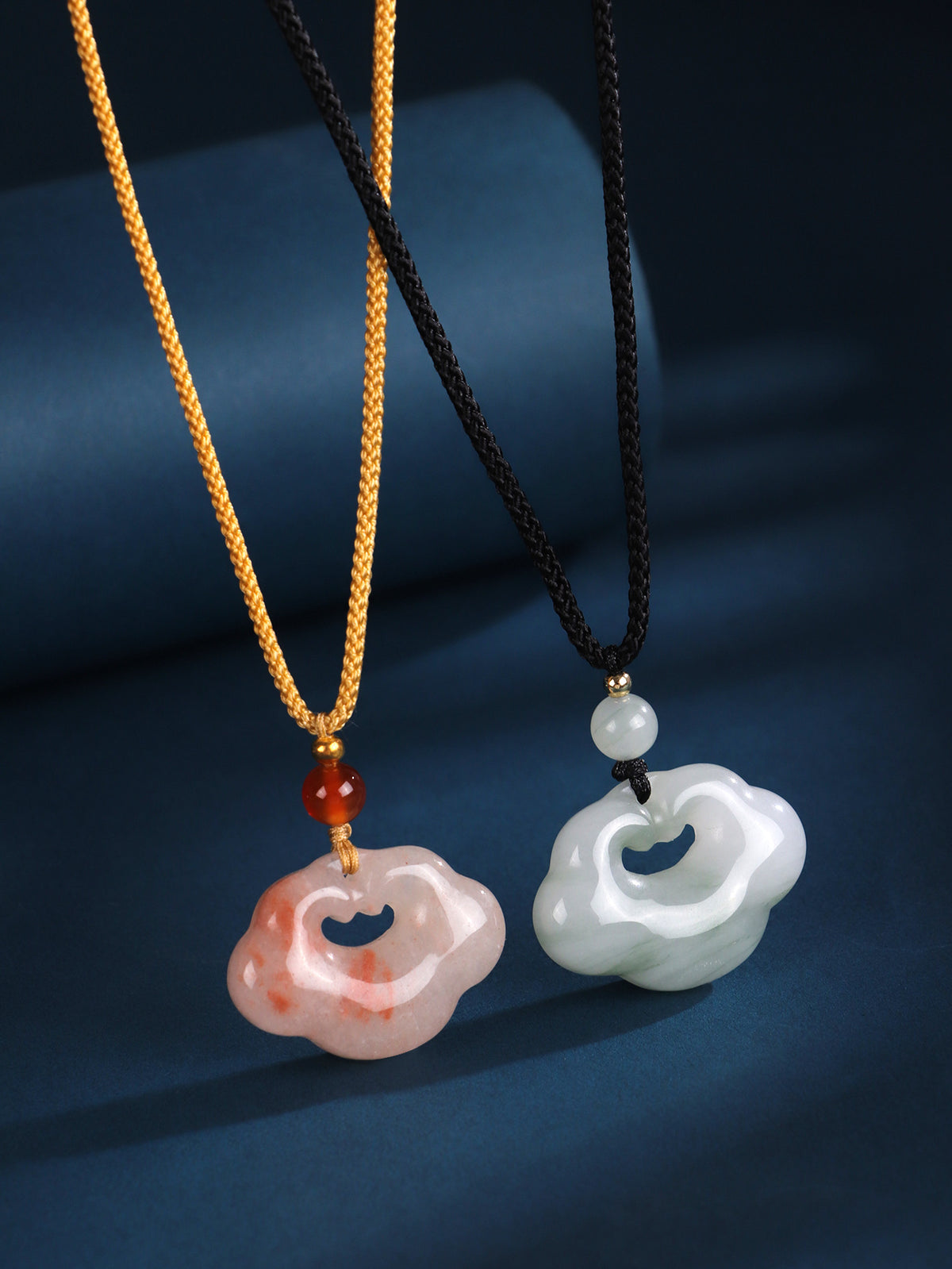 999 Silver Agate Jade Ruyi Lock Pendant Necklace