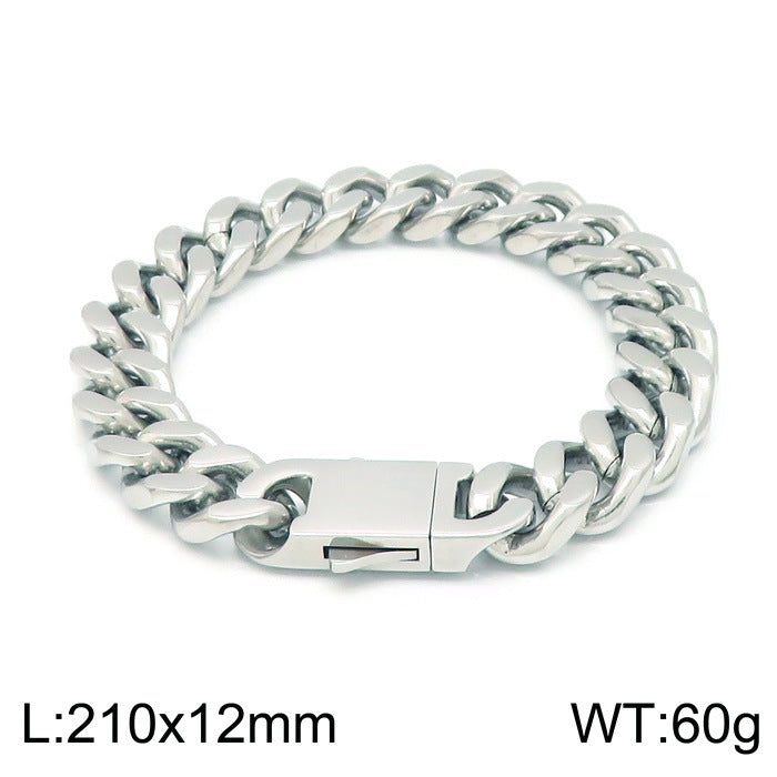Titanium Steel Cuban Chain Men's Bracelet Polished Four-Sided Grinding Hand Available