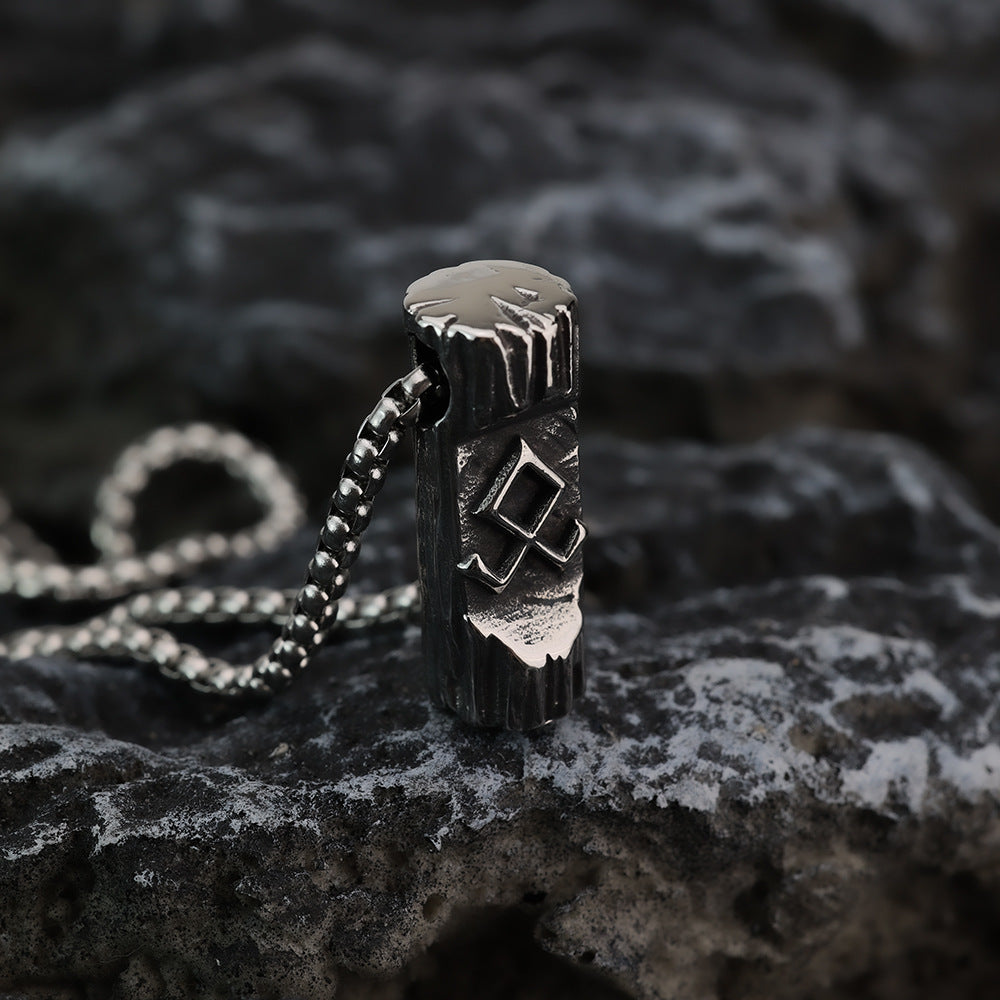 European And American Jewelry Wholesale Titanium Steel Necklace Viking Rune Pendant For Men