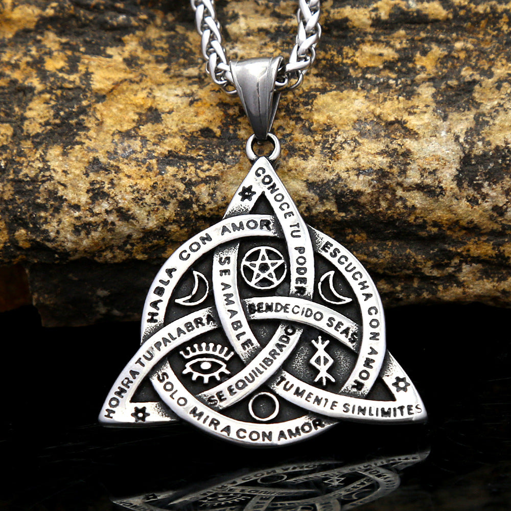 Vintage Celtic Stainless Steel Men's Pendant Necklace