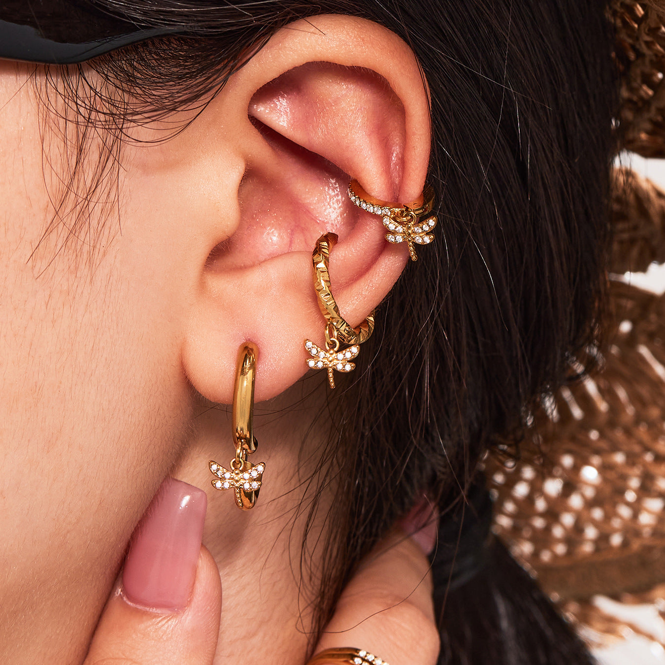 Planderful Zircon Dragonfly Earrings For Daily Wear Chic