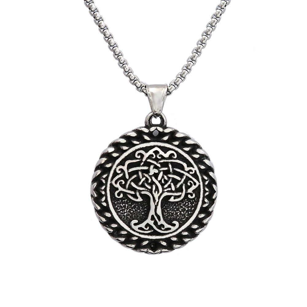 Personalized Retro Tree of Life Titanium Steel Necklace for Men
