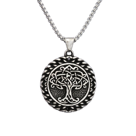 Personalized Retro Tree of Life Titanium Steel Necklace for Men