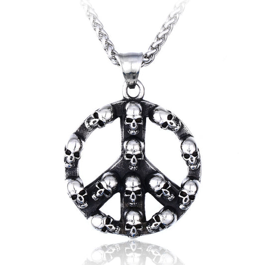 Punk Men's Titanium Steel – Anti-War Peace Viking Pendant Stainless Steel Necklace