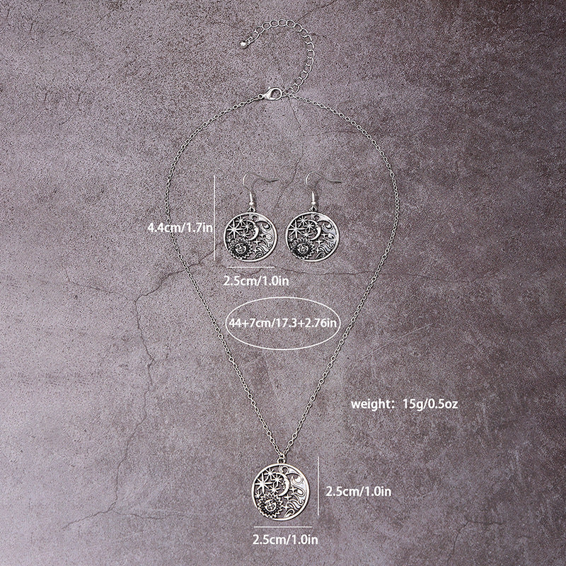 Bohemian Sun, Moon, and Stars Metal Jewelry Set