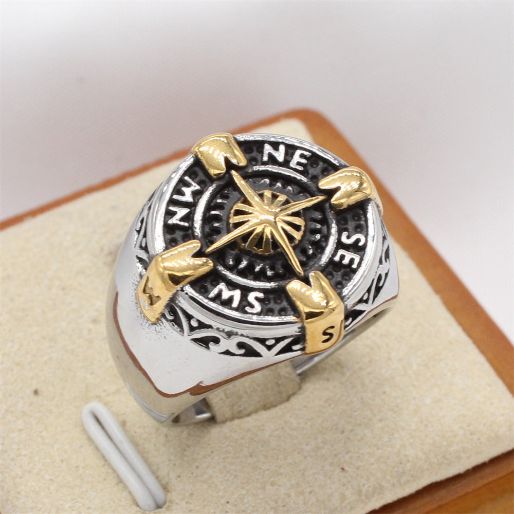 Planderful Compass Ring Titanium Steel for Men Unisex Durable Sailing Style Everyday Genie Collection