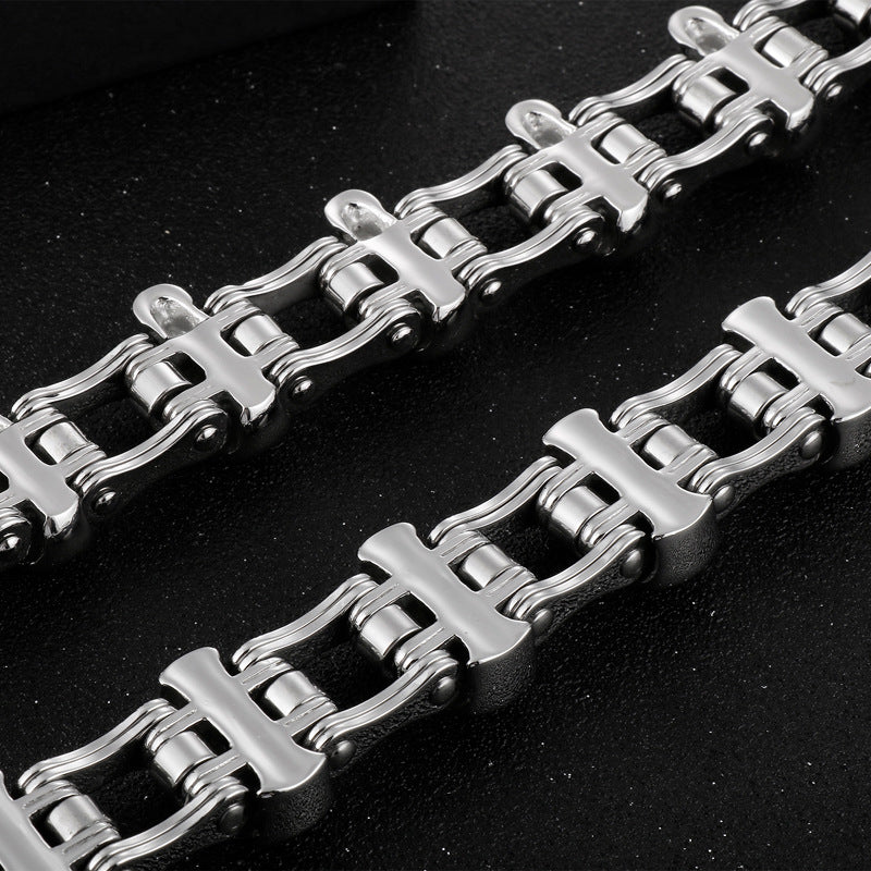 Retro Skull Locomotive Stainless Steel Bracelet for Men - Hiphop Street Style Jewelry
