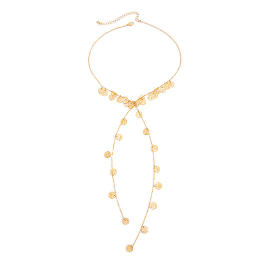 Irregular Beaded Wound Neck Chain Imitation Pearl Sequ Pendant Fringed Necklace