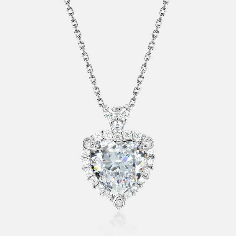 S925 Sterling Silver High-Carbon Stone Heart Pendant Necklace