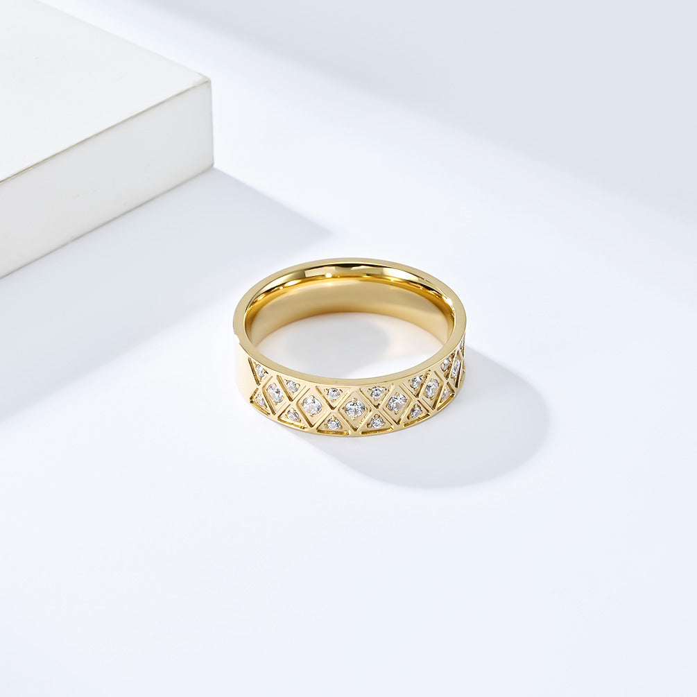 Cross-Border European and American Titanium Steel Zircon Ring